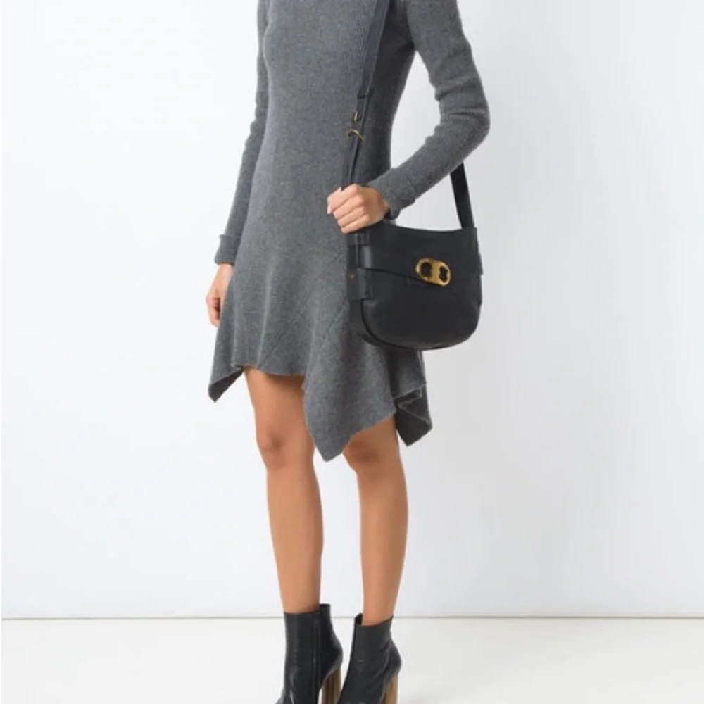 Tory Burch Black Gemini Link Belted Hobo Leather Shoulder Bag